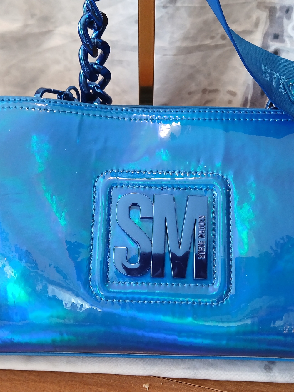 Steve Madden NWOT Irridescent Blue Crossbody Bag - Women's Shoulder Purse - Picture 3 of 9